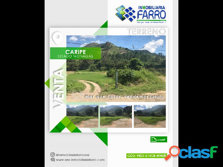 EN VENTA TERRENO EN CARIPE. ESTADO MONAGAS. VE03-614CR-MNUÑ