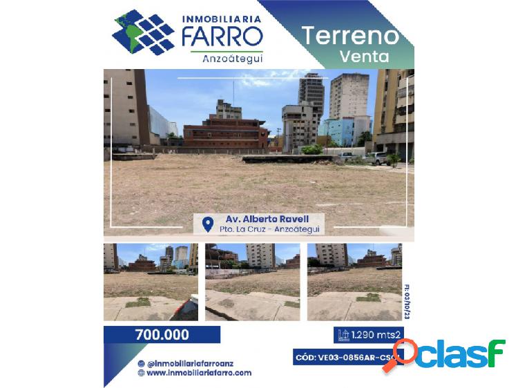 EN VENTA TERRENO UBICADO EN PUERTO LA CRUZ VE03-0856AR-CSOL