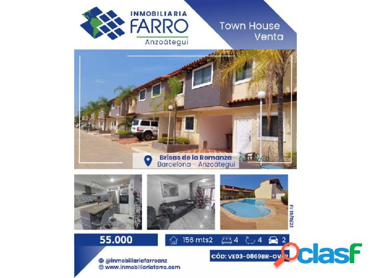 EN VENTA TOWN HOUSE EN BRISAS DE LA ROMANZA VE03-0869BR-OVER