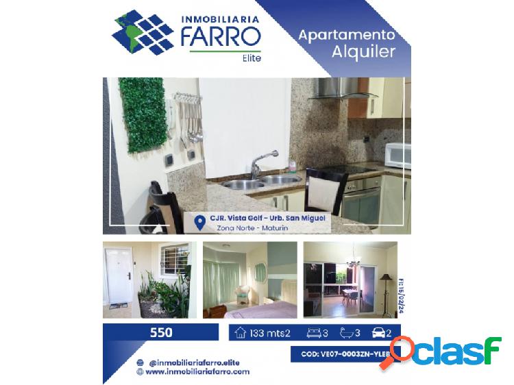 SE ALQUILA APARTAMENTO EN CONJUNTO RES. VISTA GOLF