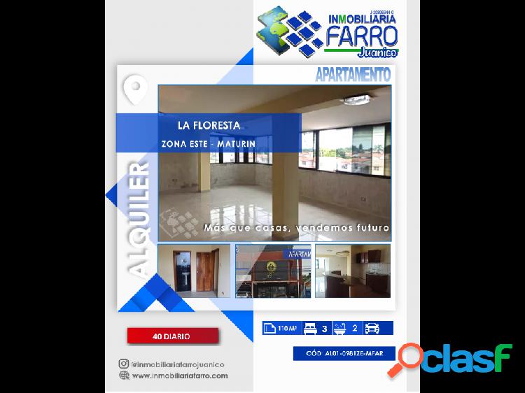 SE ALQUILA APARTAMENTO EN LA FLORESTA AL01-0981ZE-MFAR