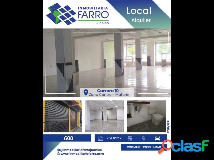 SE ALQUILA LOCAL CARRERA 10 CENTRO MATURIN AL01-1490ZC-KMAG