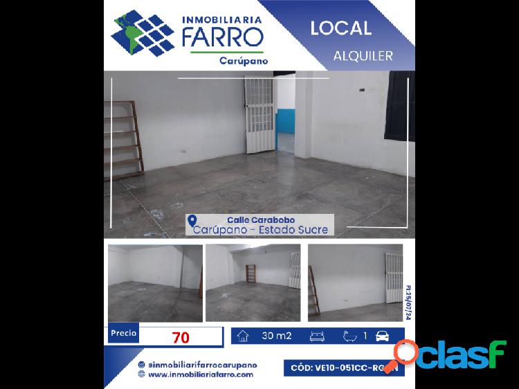 SE ALQUILA LOCAL COMERCIAL EN CALLE CARABOBO VE10-051CC-RGON