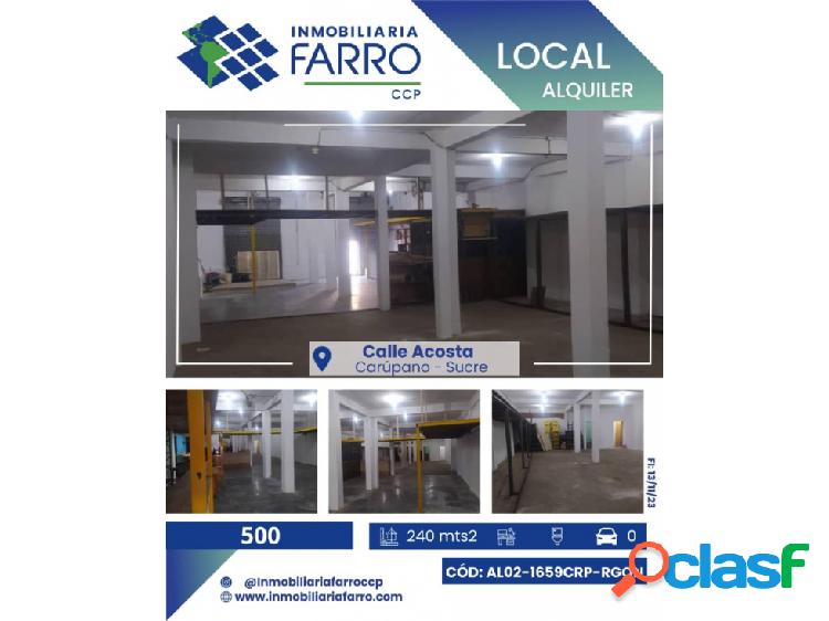 SE ALQUILA LOCAL EN CALLE ACOSTA AL02-1659CRP-RGON