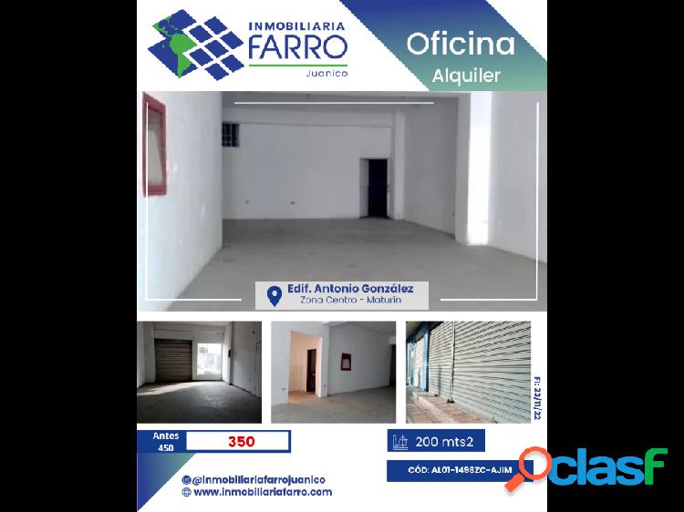 SE ALQUILA OFICINA 200M CALLE CEDEÑO AL01-1498ZC-AJIM