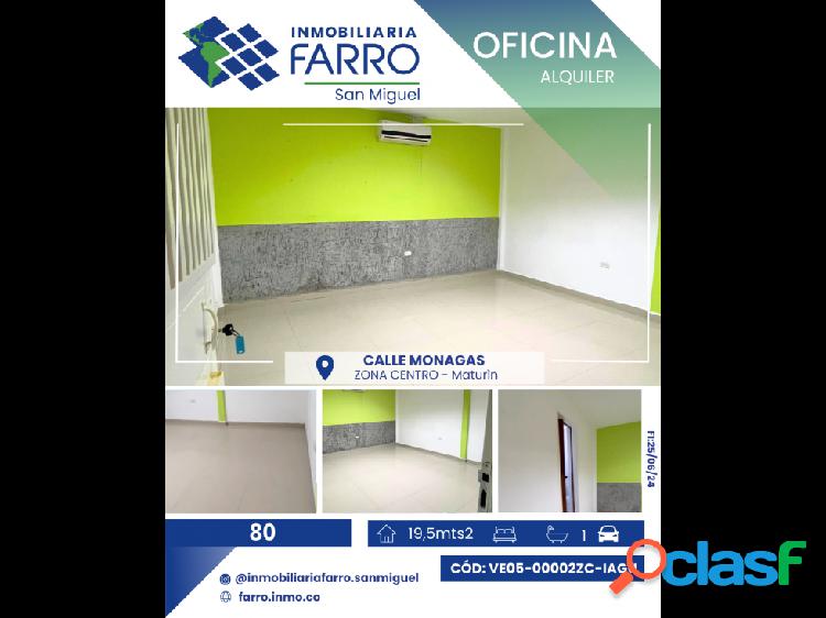 SE ALQUILA OFICINA CALLE MONAGAS ZONA CENTRO MATURIN