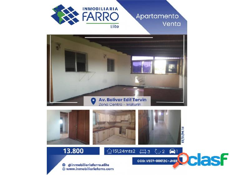 SE VENDE APARTAMENTO EN AV. BOLIVAR EDIF. TERVIN