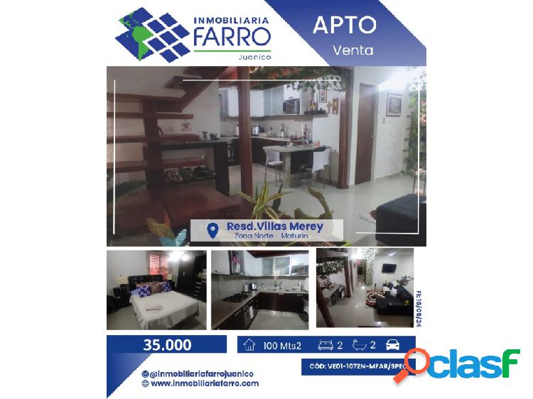 SE VENDE APTO EN RES. VILLAS MEREY VE01-0107ZN-MFAR/SPEC