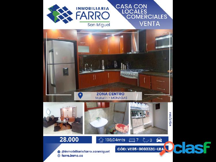 SE VENDE CASA CON LOCALES COMERCIALES EN CENTRO MATURIN