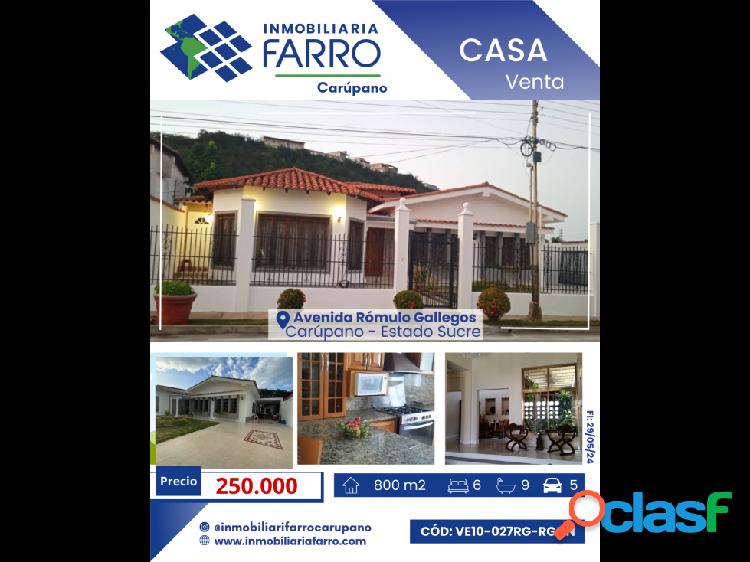 SE VENDE CASA EN AV. RÓMULO GALLEGOS VE10-027RG-RGON