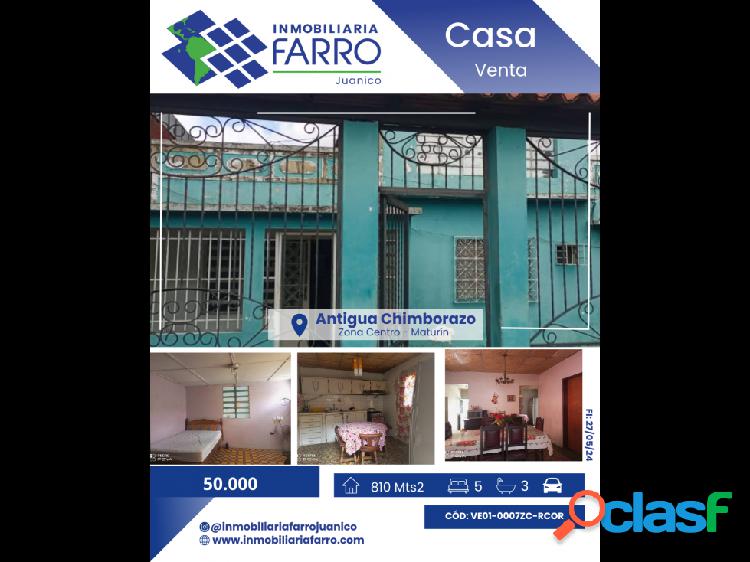 SE VENDE CASA EN CALLE CHIMBORAZO CENTRO VE01-0007ZC-RCOR