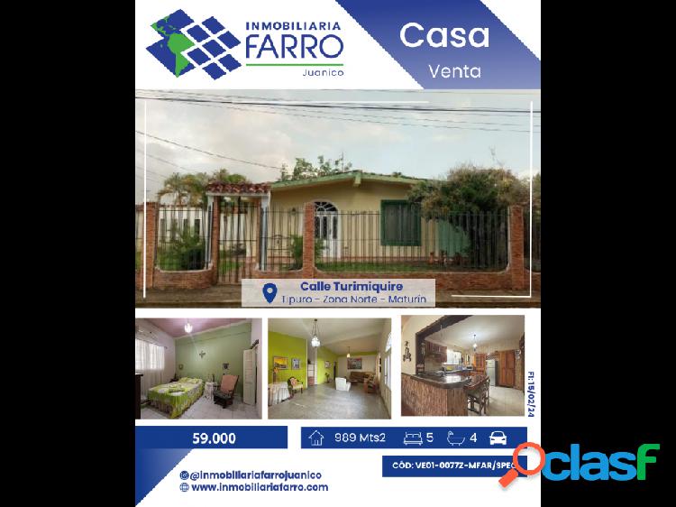 SE VENDE CASA EN CALLE TURIMIQUIRE - TIPURO