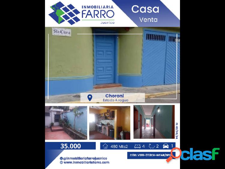 SE VENDE CASA EN CHORONI EDO ARAGUA VE01-0112CH-MFAR/SPEC