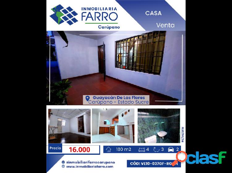 SE VENDE CASA EN GUAYACÁN DE LAS FLORES VE10-037GF-RGON