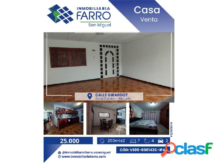 SE VENDE CASA EN SECTOR CENTRO CALLE GIRARDOT