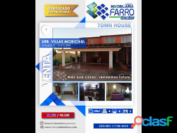 SE VENDE CASA EN VILLAS MORICHAL, TIPURO 2 MATURÍN