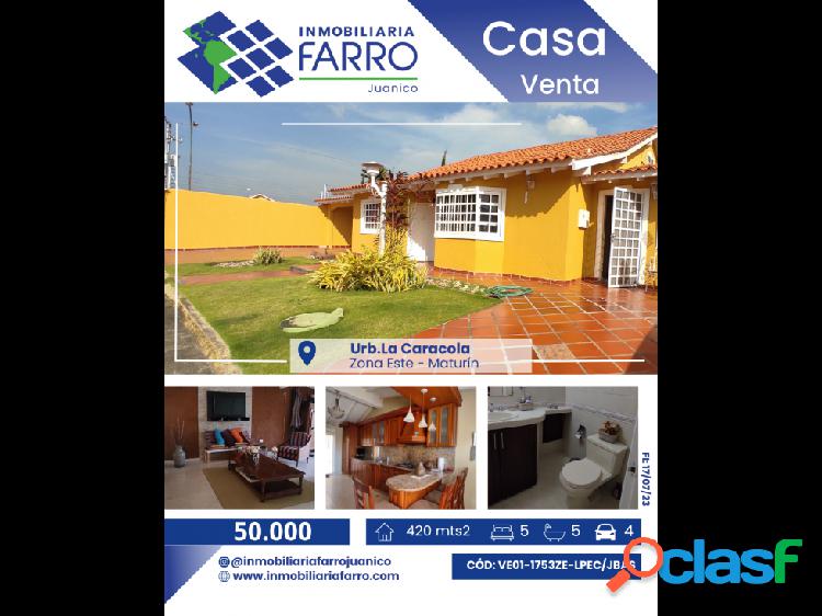 SE VENDE CASA URB LA CARACOLA 3 VE01-1753ZE-LPEC/JBAS