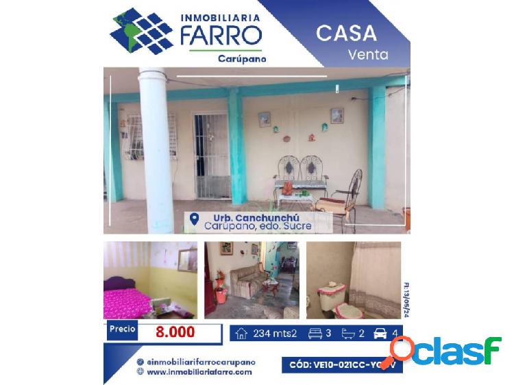 SE VENDE CÓMODA CASA EN CANCHUNCHÚ VIEJO V10-021CC-YCOV