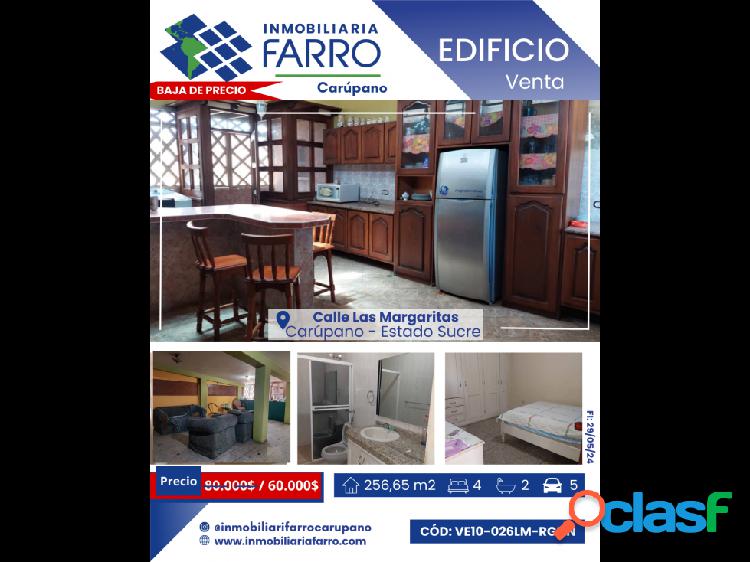 SE VENDE EDIFICIO EN CALLE LAS MARGARITAS VE10-026LM-RGON