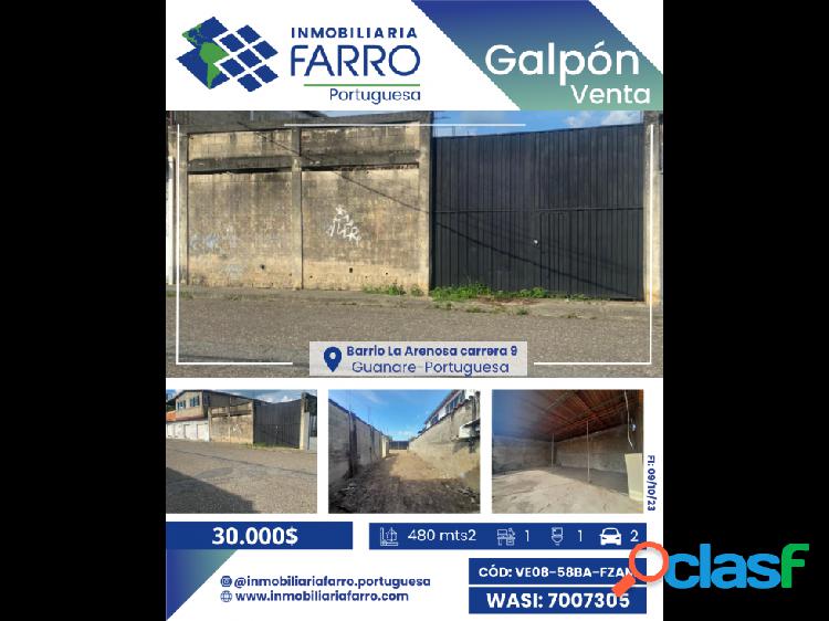 SE VENDE GALPÓN CON TERRENO BARRIO LA ARENOSA VE-08