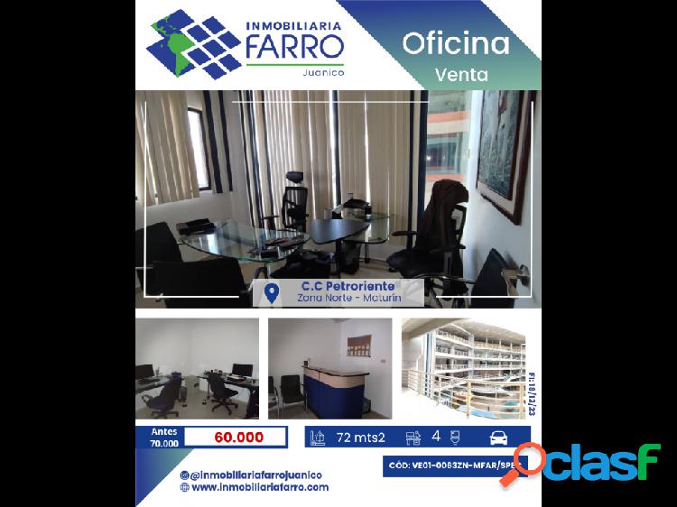 SE VENDE OFICINA EN C.C PETRORIENTE ZONA NORTE