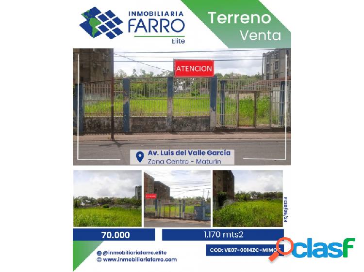 SE VENDE TERRENO AV LUIS DEL VALLE GARCIA VE07-0014ZC-MIMOT