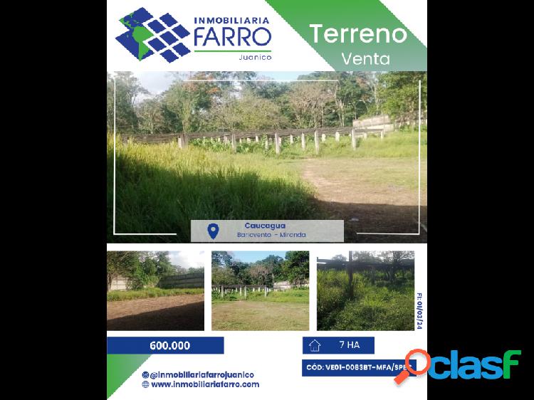 SE VENDE TERRENO EN CAUCAGUA - BARLOVENTO