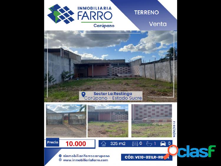 SE VENDE TERRENO EN URB. LA RESTINGA VE10-031LR-RGON