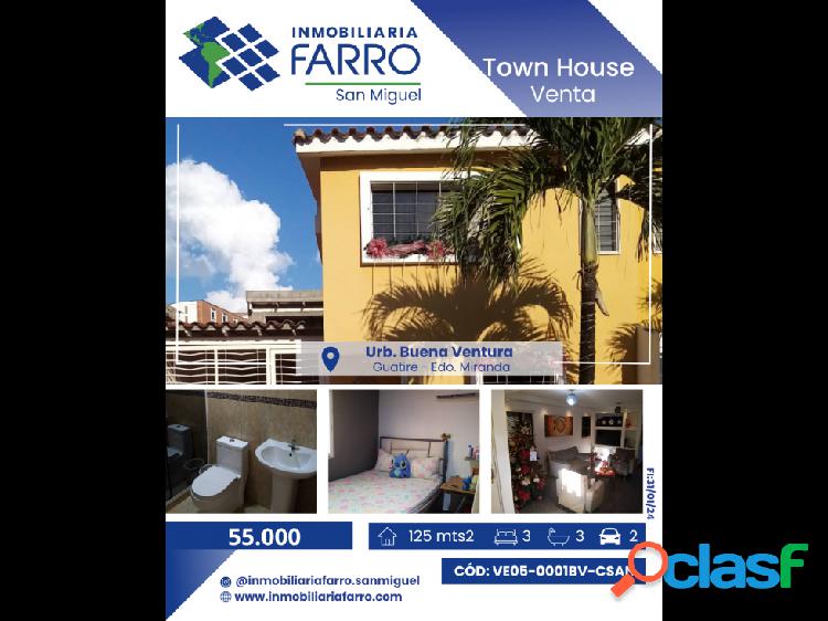 SE VENDE TOWN HOUSE EN URB BUENA VENTURA, GUATIRE