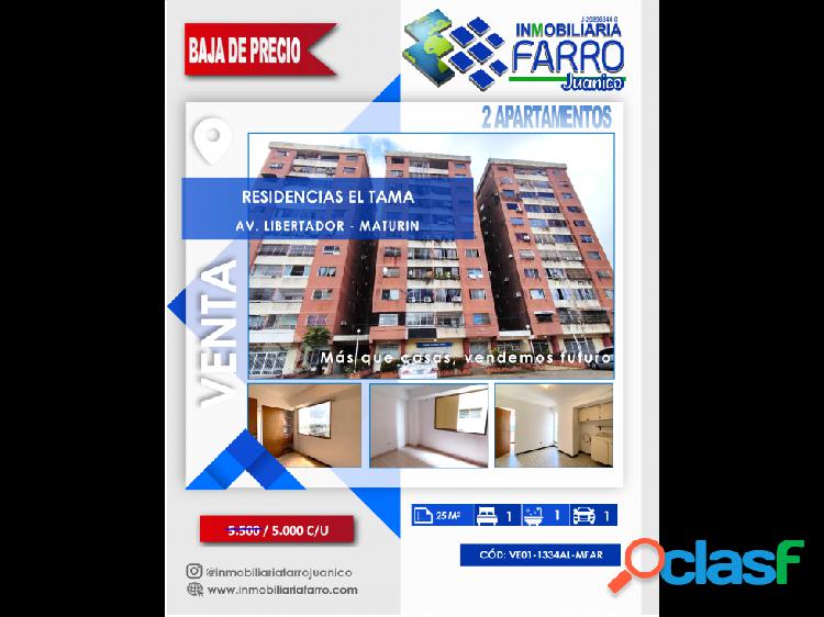 SE VENDEN APARTAMENTOS RESD EL TAMA AV LIBERTADOR