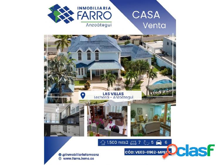 VENTA HERMOSA CASA C.R.LAS VILLAS LECHERIA VE03-0962-MPECK