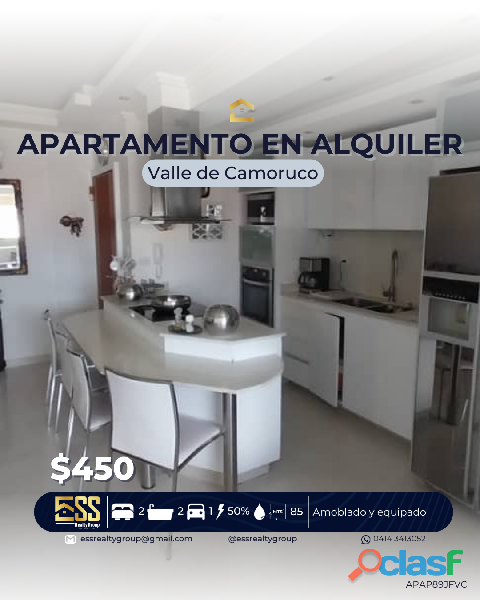 Apartamento en Alquiler en Valle de Camoruco