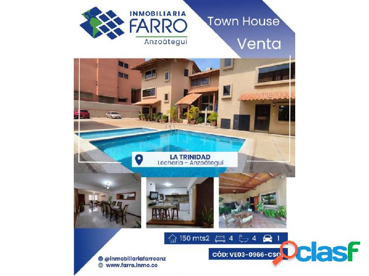 VENTA DE TOWN HOUSE LA TRINIDAD LECHERIA VE03-0966-CSOL