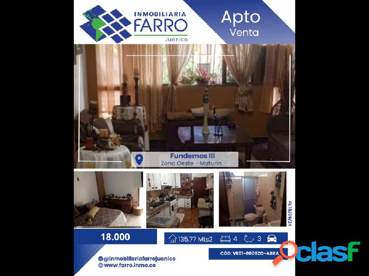 SE VENDE APARTAMENTO EN FUNDEMOS III VE01-0009ZS-ABRA