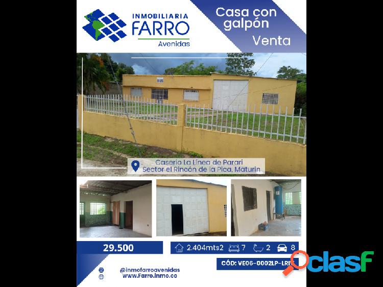 SE VENDE CASA CON GALPON SECTOR LA PICA DE MATURIN