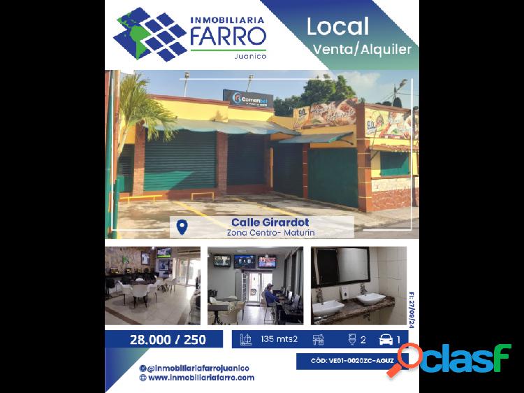 SE VENDE LOCAL EN CALLE GIRARDOT, CENTRO VE01-0020ZC-AGUZ