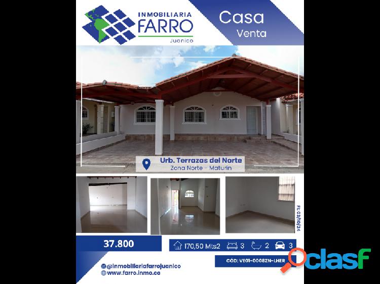 SE VENDE CASA EN URB. TERRAZAS DEL NORTE VE01-0008ZN-LHER