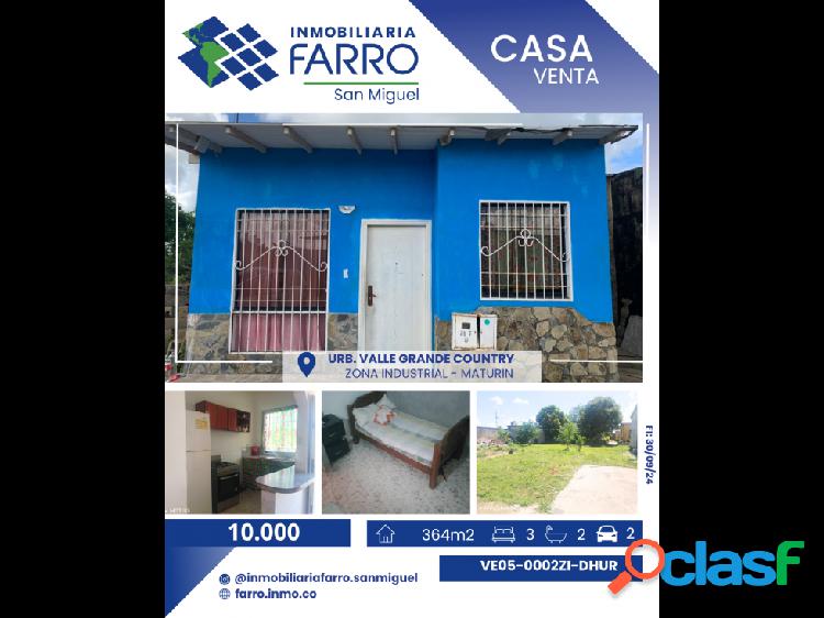 SE VENDE CASA URB. VALLE GRANDE COUNTRY VE05-0002ZI-DHUR