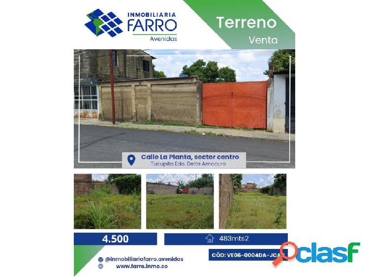 SE VENDE TERRENO CALLE LA PLANTA, TUCUPITA, VE06-0004DA-JCAB